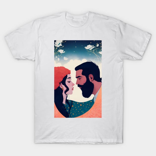 interracial couple in love sticker T-Shirt by FRH Design